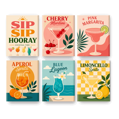 6 Mini Paintings - Sip Sip Hooray Set
