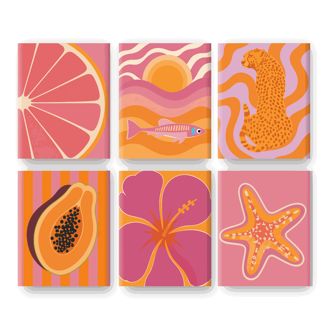 6 Mini Paintings - Hot Tropic Set- Paint by Numbers