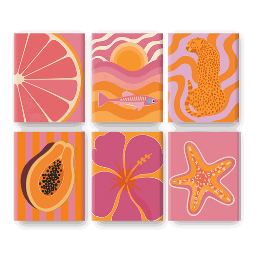 6 Mini-tableaux - Ensemble Tropique chaud - Peinture par numéros