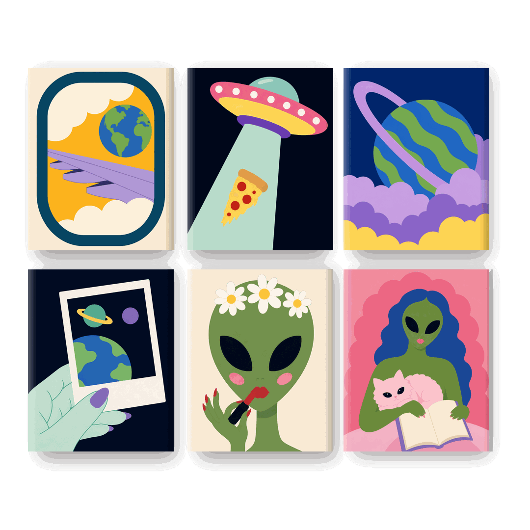 6 Mini Paintings - UFO Glam Set- Paint by Numbers