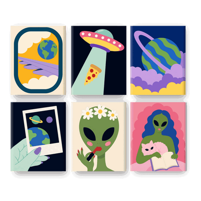 6 Mini Paintings - UFO Glam Set- Paint by Numbers