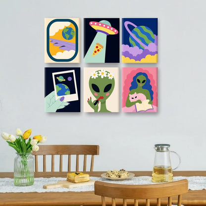 6 Mini Paintings - UFO Glam Set