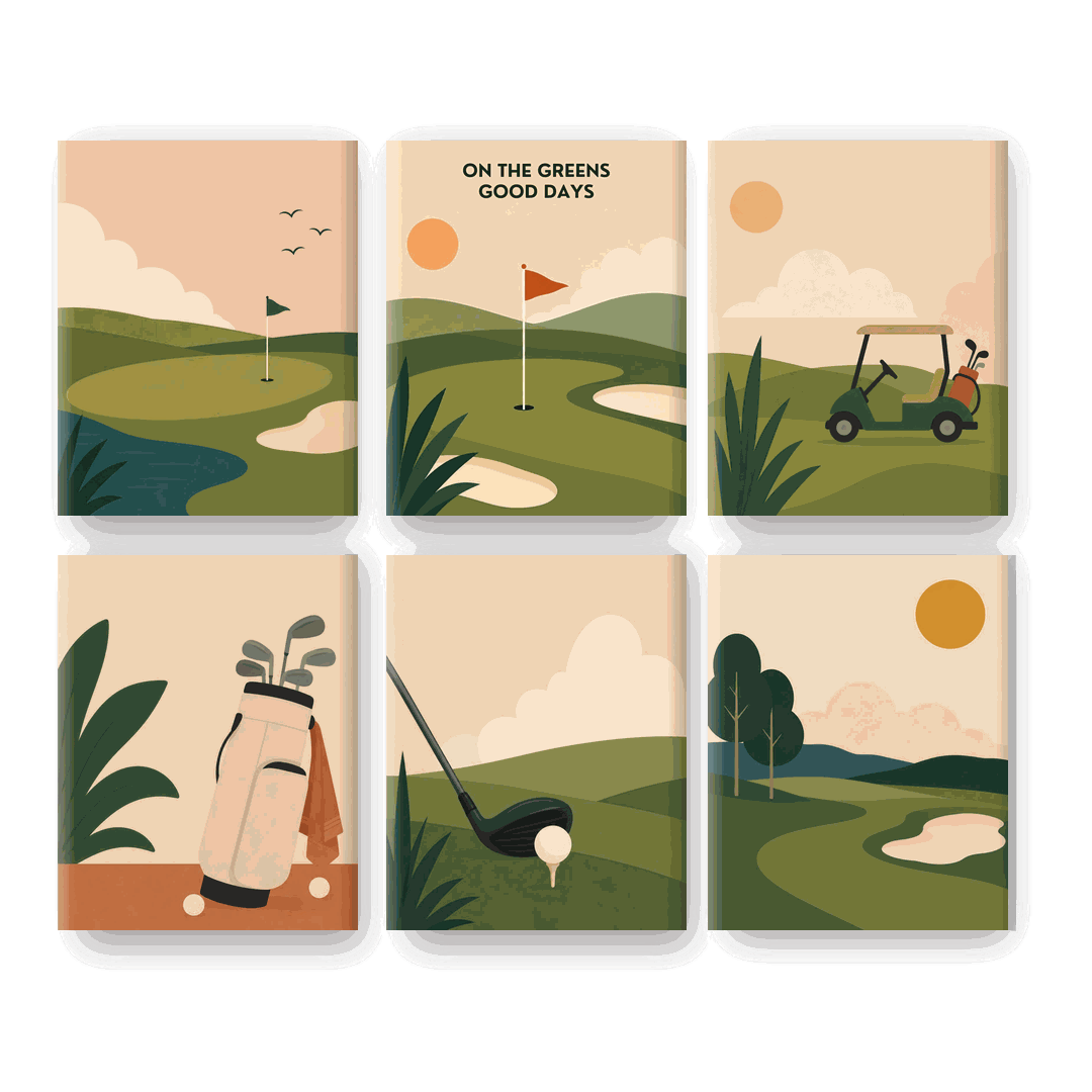 6 Mini-tableaux - Ensemble Terrain de golf - Peinture par numéros