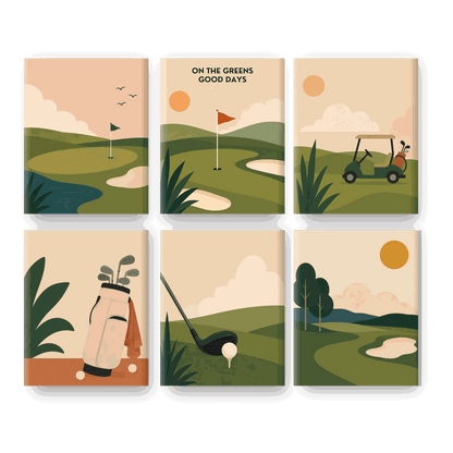 6 Mini-tableaux - Ensemble Terrain de golf - Peinture par numéros