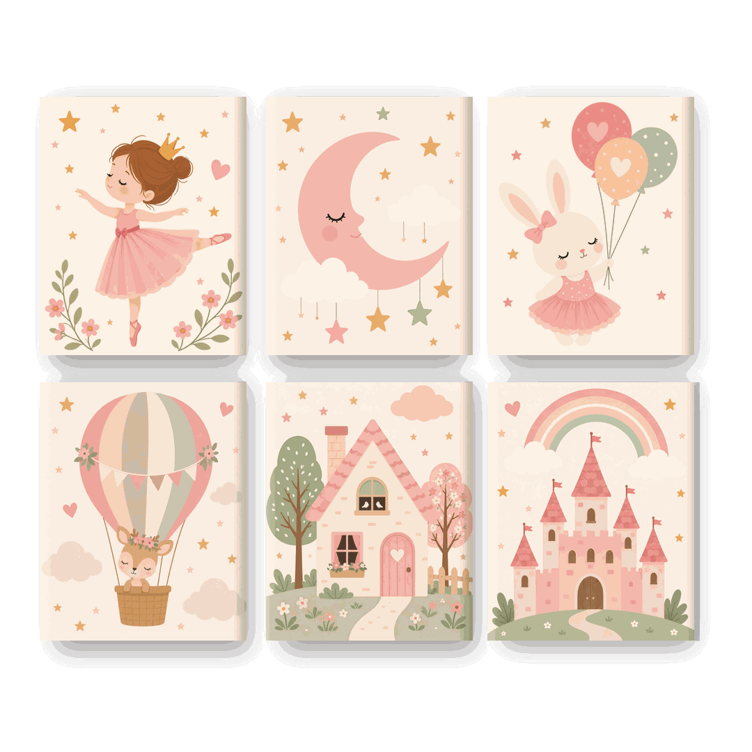 6 Mini-tableaux - Ensemble Petite ballerine - Peinture par numéros