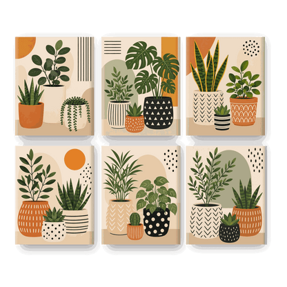 6 Mini Paintings - Plant Trio Set- Paint by Numbers