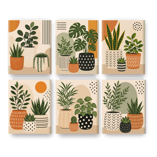 6 Mini Paintings - Plant Trio Set- Paint by Numbers