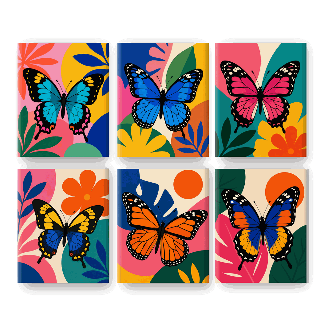 6 Mini-tableaux - Ensemble Papillon Tropical - Peinture par numéros