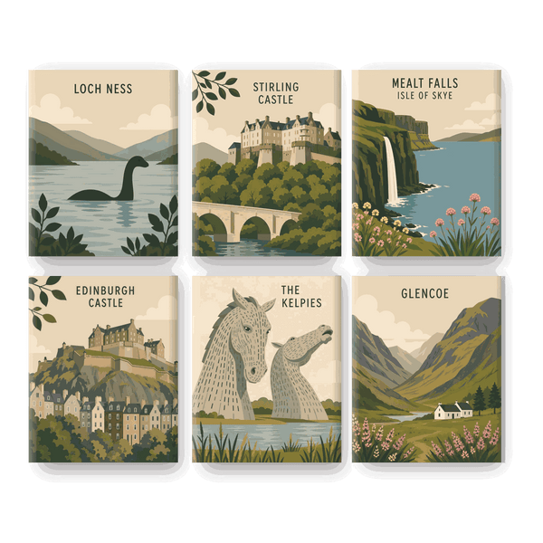 6 minicuadros - Juego del Lago Ness- Pintar por números