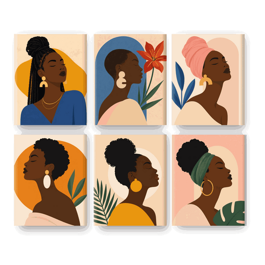 6 Mini-tableaux - Doré Locs Ensemble- Peinture à numéros