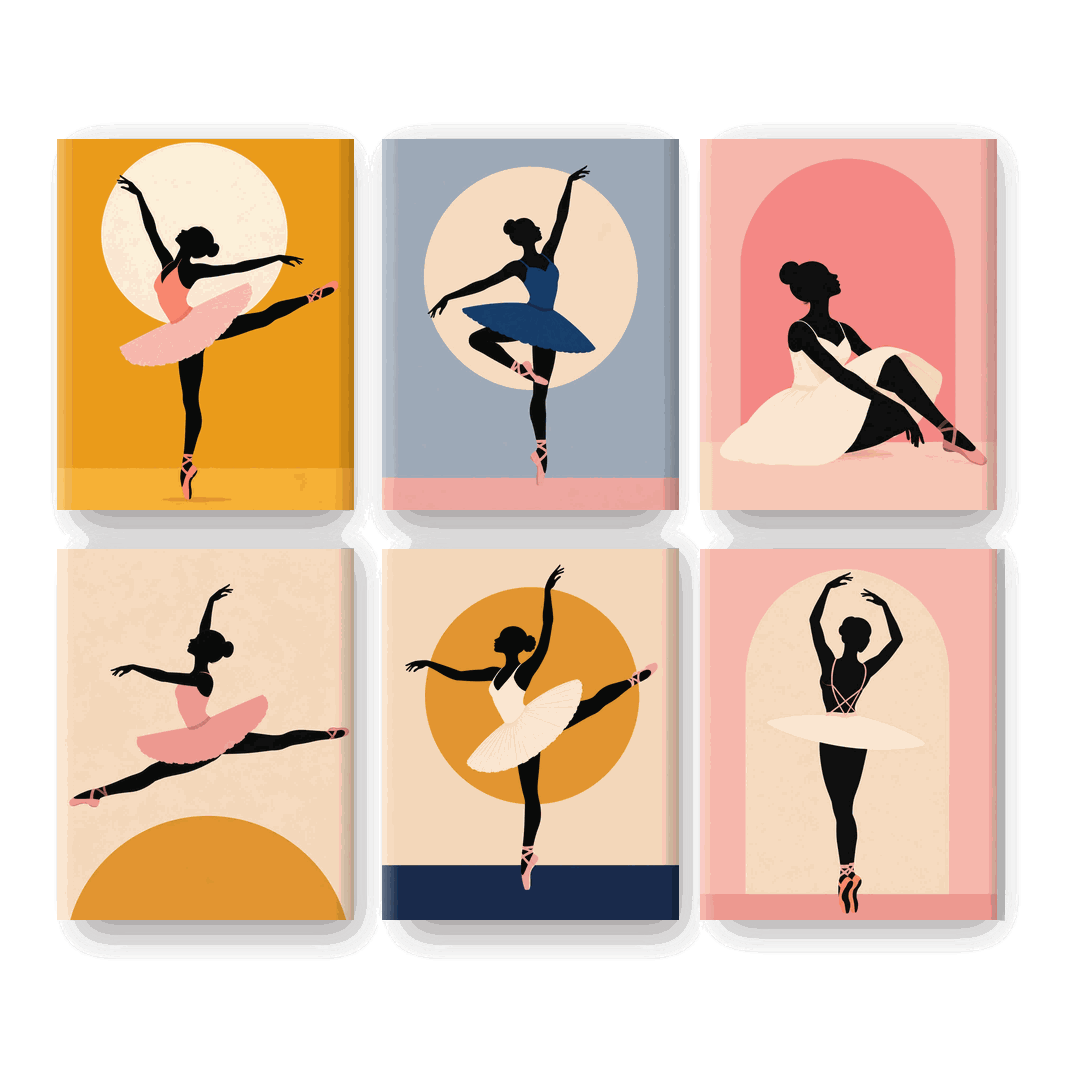 6 Mini Paintings - Ballet Silhouette Set- Paint by Numbers