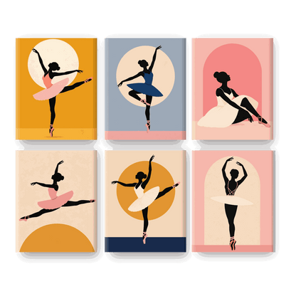 6 Mini Paintings - Ballet Silhouette Set- Paint by Numbers