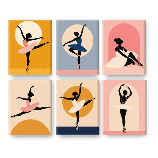 6 Mini Paintings - Ballet Silhouette Set- Paint by Numbers