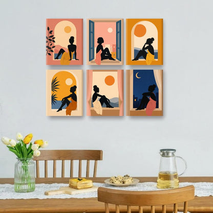 6 Mini Paintings - Sunset Window Set