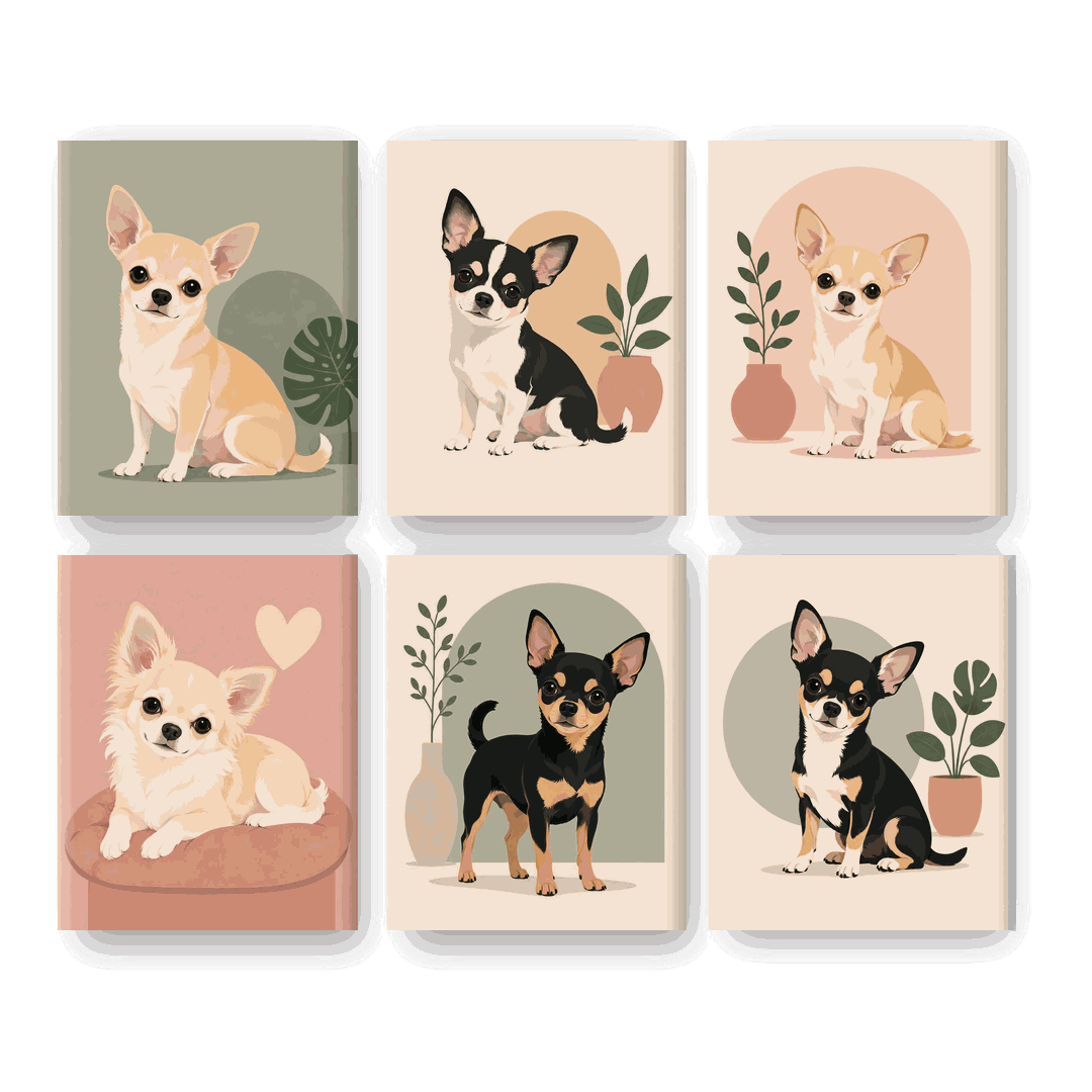 6 Mini Paintings - Chihuahua Set- Paint by Numbers