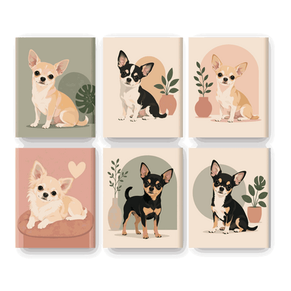6 Mini Paintings - Chihuahua Set- Paint by Numbers