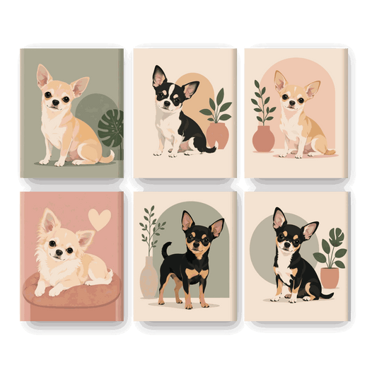 6 Mini Paintings - Chihuahua Set- Paint by Numbers