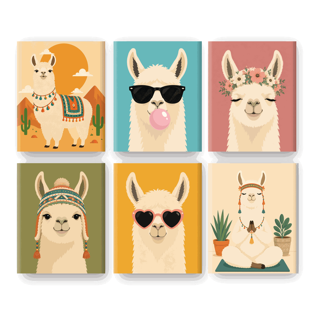 6 Mini-tableaux - Set Lama - Peinture à numéros