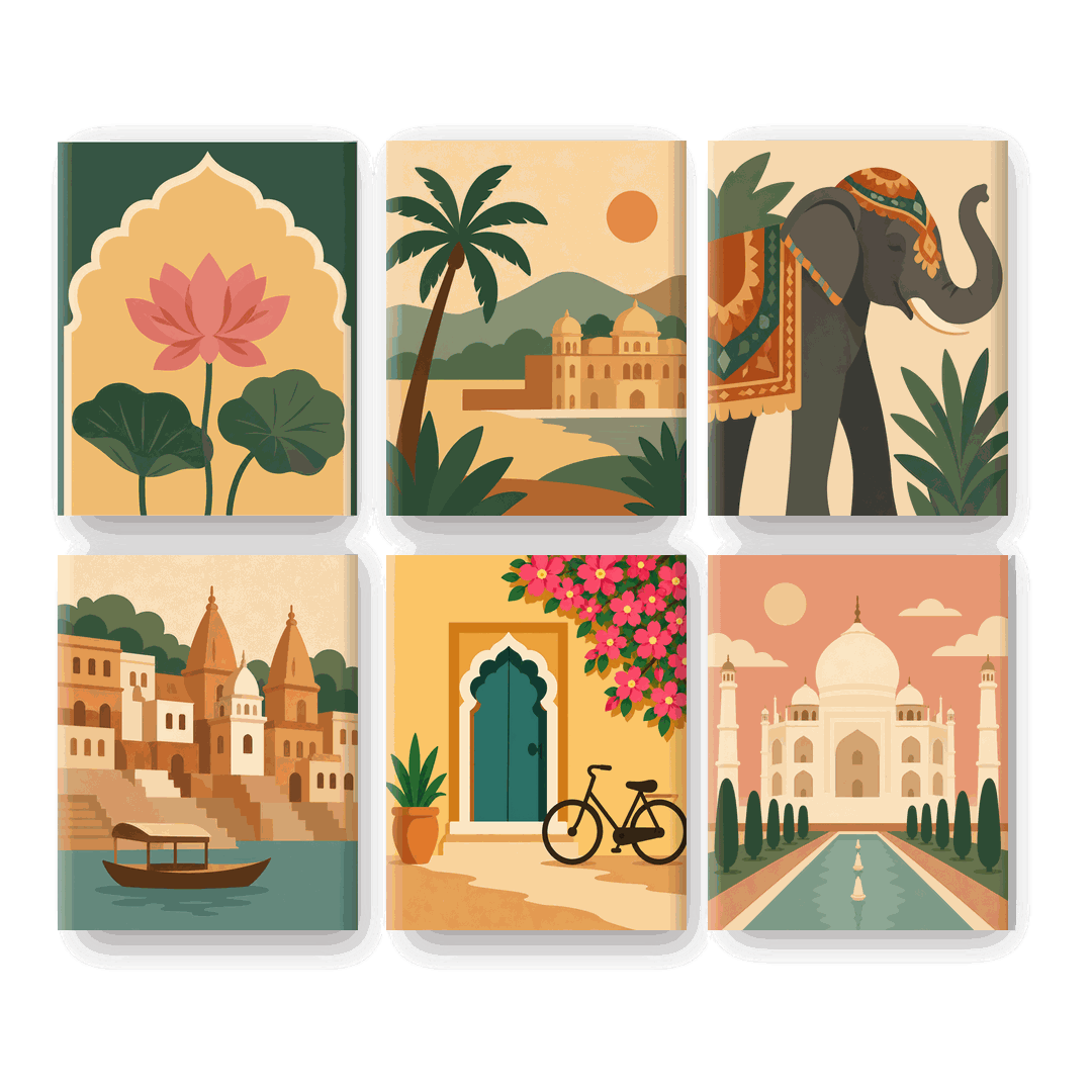 6 Mini Quadri - Sacred Lotus Set- Dipingi con i numeri