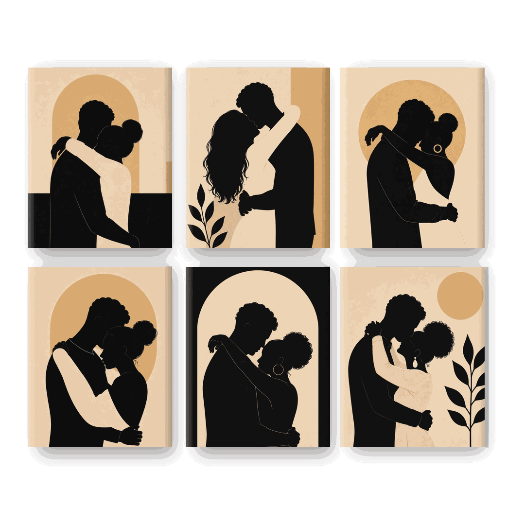 6 Minitavlor - Love Embrace-paket- Måla efter nummer