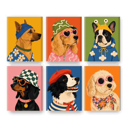 6 Mini Quadri - Set Cane Streetwear- Dipingi con i numeri