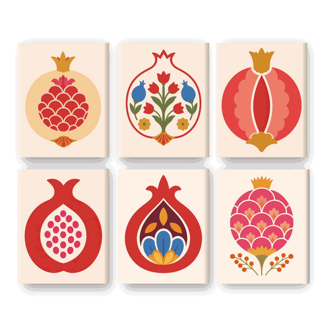 6 Mini-tableaux - Ensemble Grenades Royales - Peinture à numéros