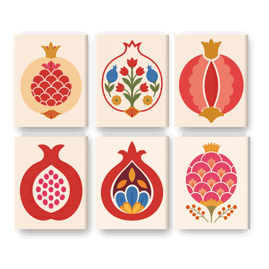 6 Mini-tableaux - Ensemble Grenades Royales - Peinture à numéros