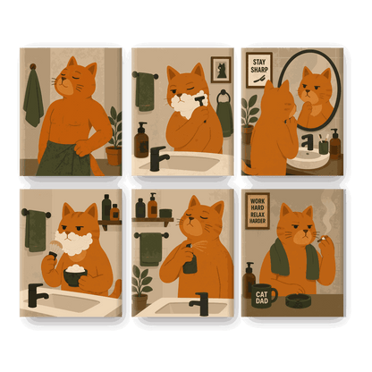 6 Mini Paintings - Cat Dad Set- Paint by Numbers