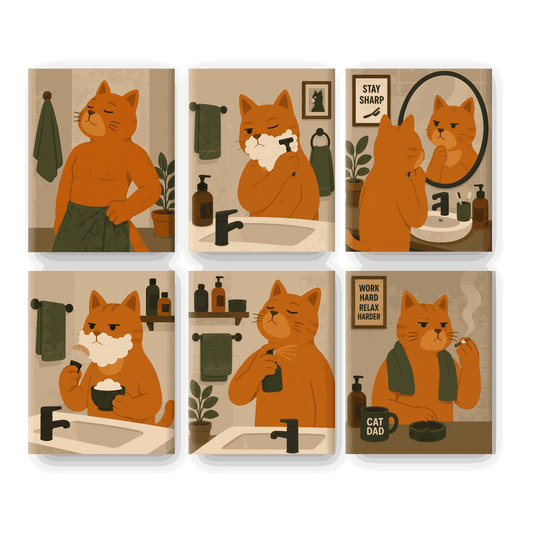 6 Mini Paintings - Cat Dad Set- Paint by Numbers