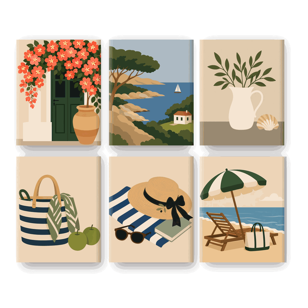 6 Mini Paintings - Beach Read Set- Paint by Numbers