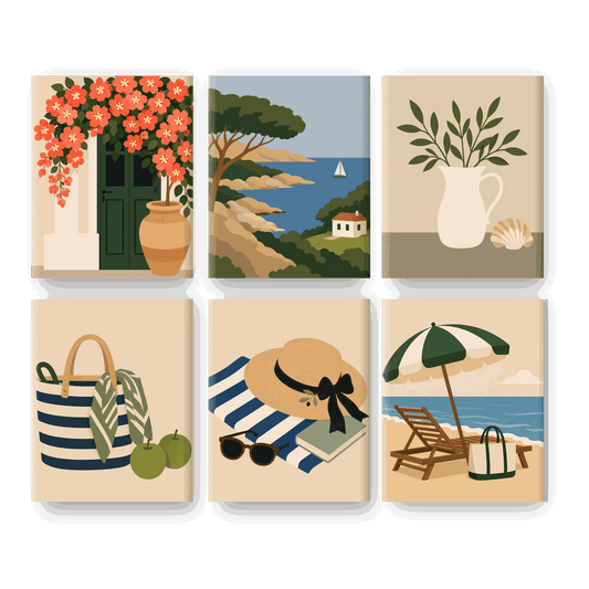 6 Mini Paintings - Beach Read Set- Paint by Numbers