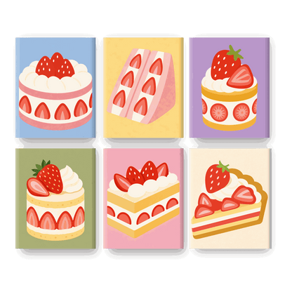 6 Mini Paintings - Berry Bakery Set- Paint by Numbers