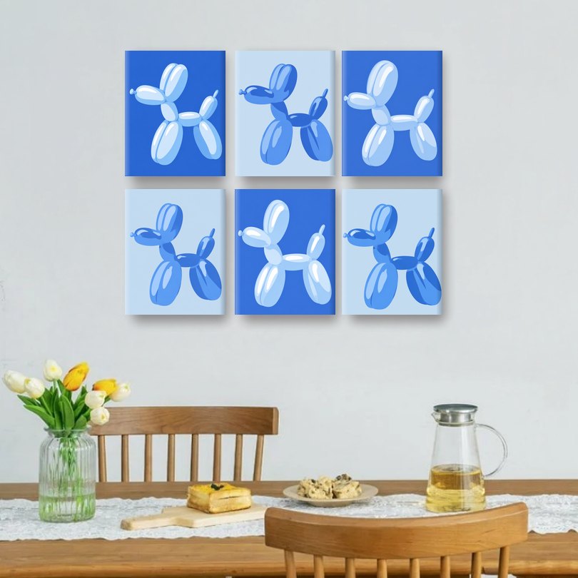 6 Mini Paintings - Blue Balloon Pop Set