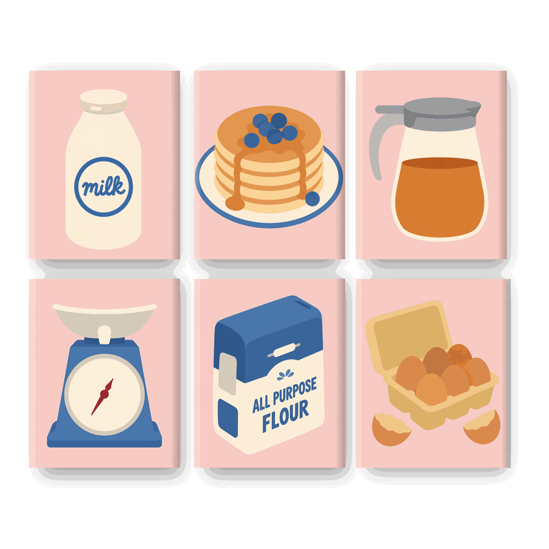 6 Mini Paintings - Blueberry Pancakes Set- Paint by Numbers
