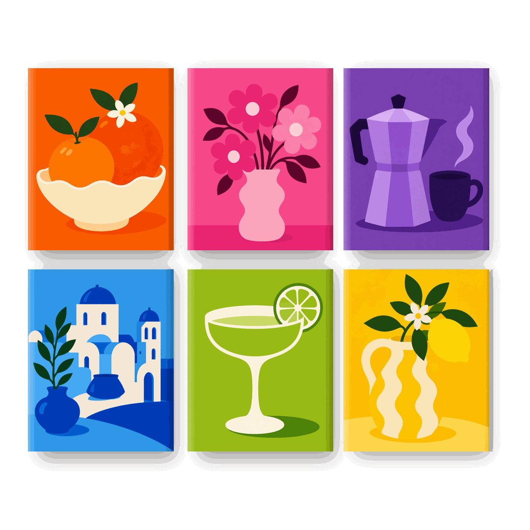 6 Mini Paintings - Colorful Vibes Set- Paint by Numbers