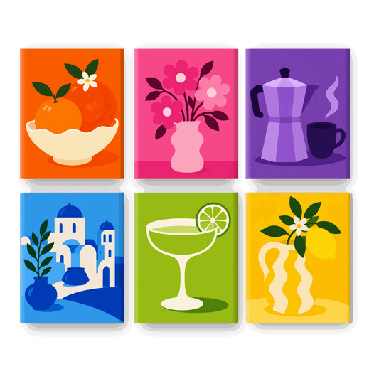 6 Mini Paintings - Colorful Vibes Set- Paint by Numbers