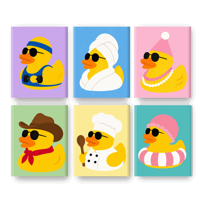 6 Mini Paintings - Duck Party Set- Paint by Numbers