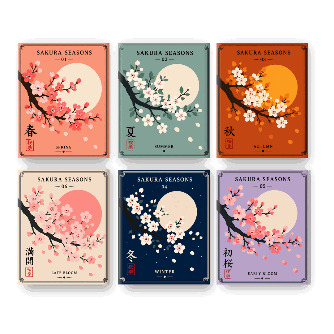 6 Mini Paintings - Sakura Seasons Set - Paint by numbers