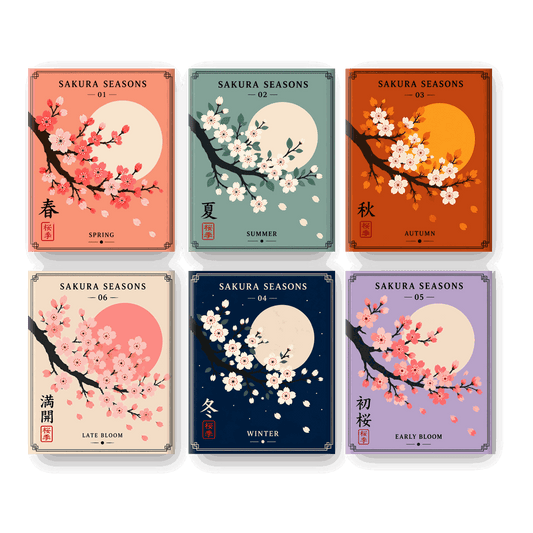 6 Mini Paintings - Sakura Seasons Set - Paint by numbers