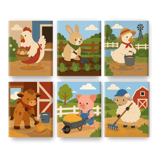 6 Mini Paintings - Happy Hen Set- Paint by Numbers