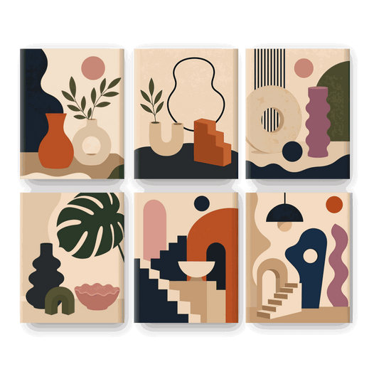 6 Mini Paintings - Boho Vases Set- Paint by Numbers