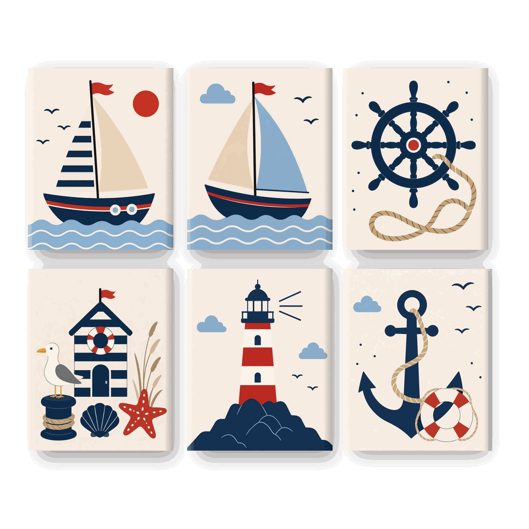 6 Mini Paintings - Nautical Set- Paint by Numbers