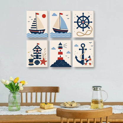 6 Mini Paintings - Nautical Set