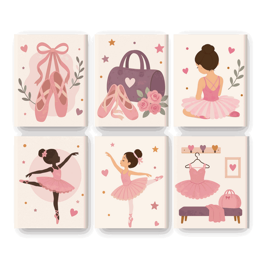 6 Mini Paintings - Ballet Girls Set- Paint by Numbers