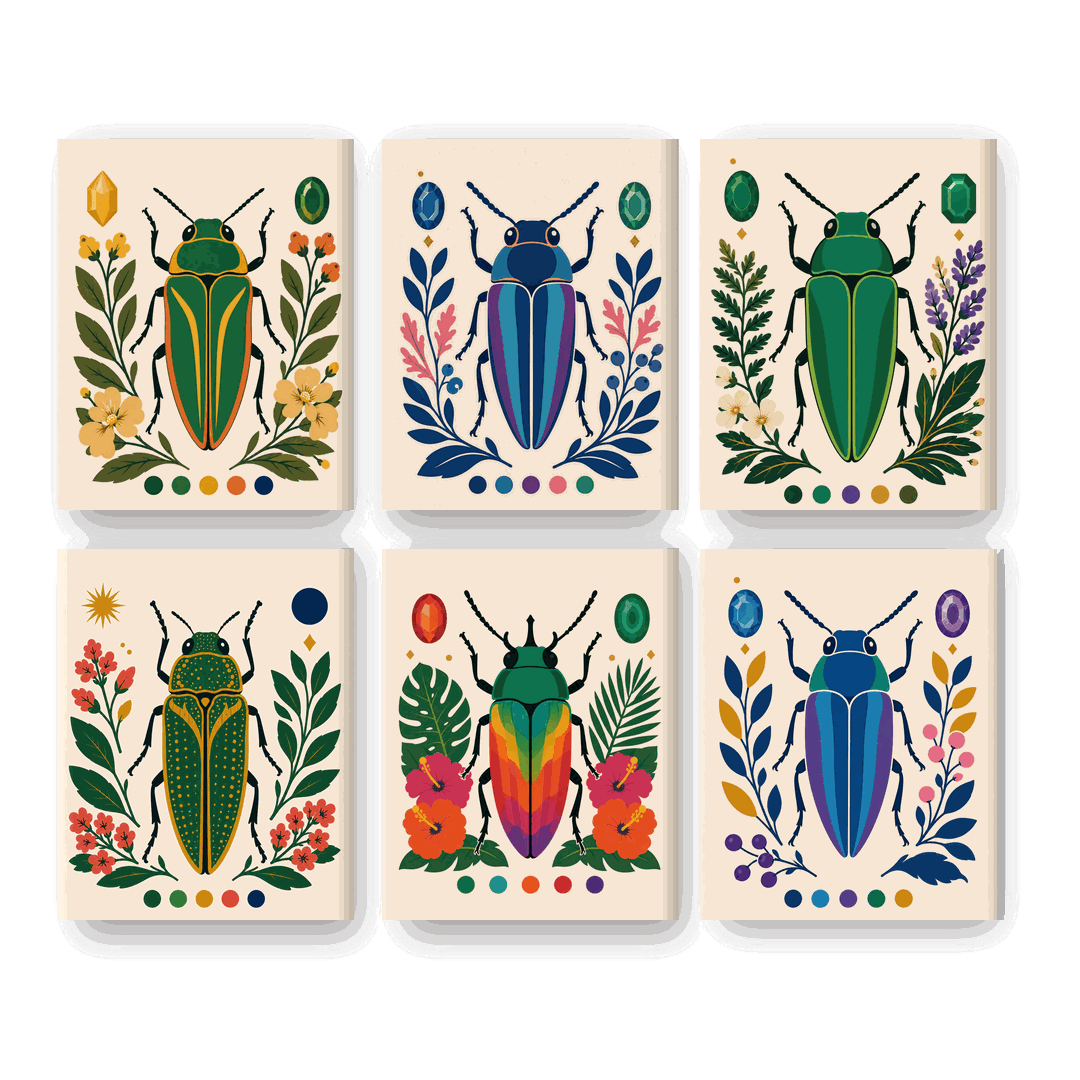 6 Mini Paintings - Beetle Set- Paint by Numbers