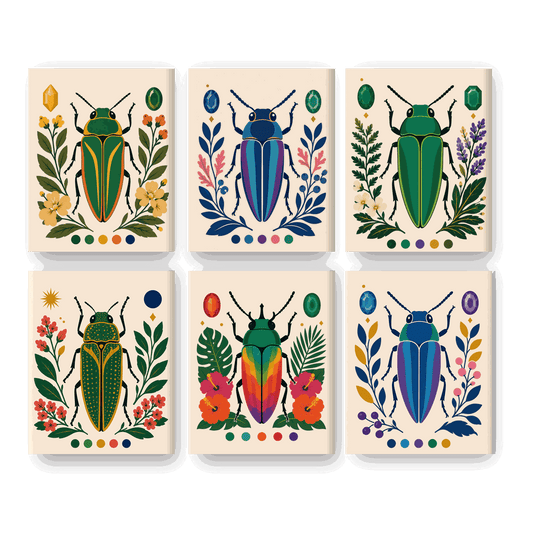 6 Mini Paintings - Beetle Set- Paint by Numbers