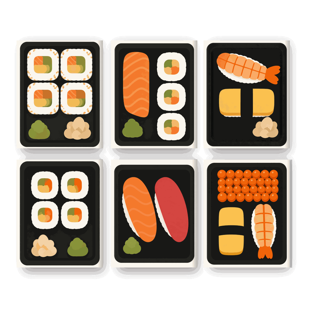 6 Mini Paintings - Sushi Take Away Set- Paint by Numbers