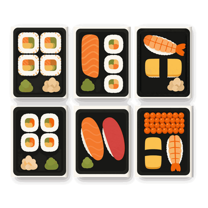 6 Mini Paintings - Sushi Take Away Set- Paint by Numbers