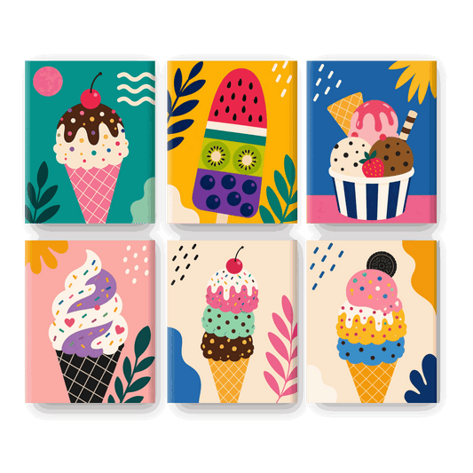 6 Mini Paintings - Ice Cream Set