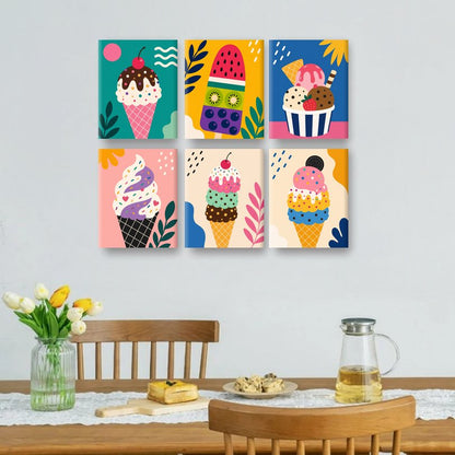 6 Mini Paintings - Ice Cream Set